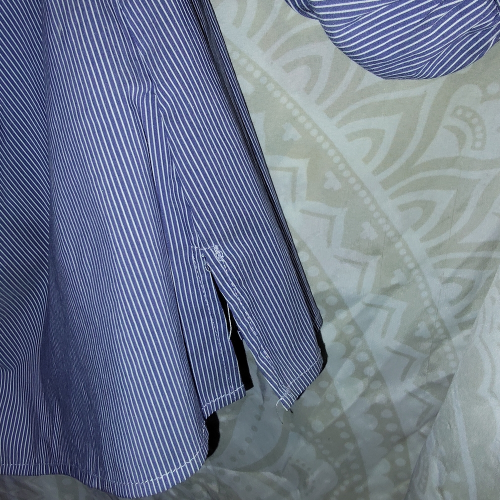 City Chic Striped Blue Ruffle Blouse - Picture 4 of 7
